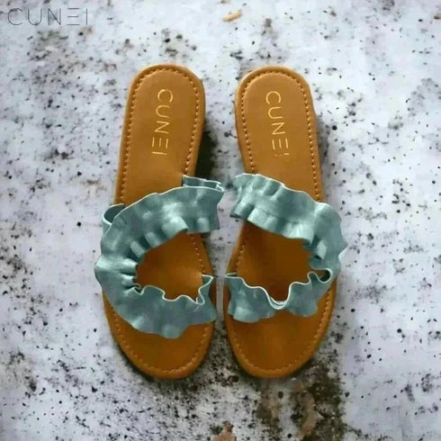 Womens Sky Blue Swirl Flats